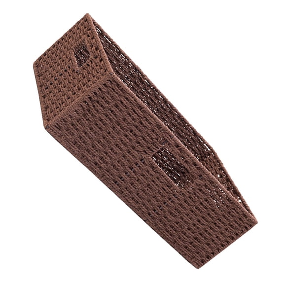 ibasenice Handmade Rattan Wicker Storage Basket with Handle, Coffee Brown Decorative Organizer for Home, Office, Living Room Use