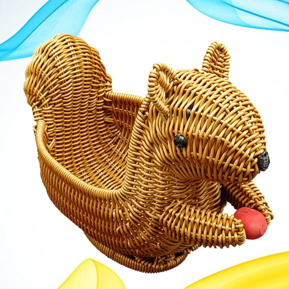 ibasenice Yellow Woven Simulation Rattan Basket for Storage and Serving