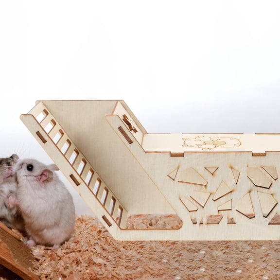 ibasenice Light Yellow Wooden Rat Hideout with Intricate Design for Small Animals