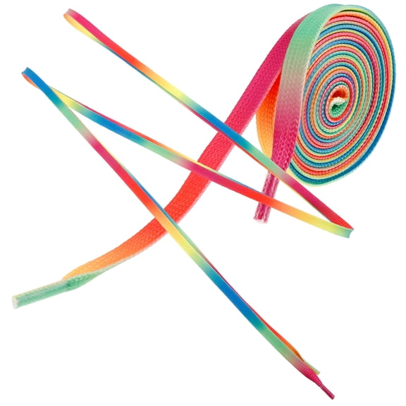 ibasenice Colored Shoe Laces Shoe Laces Multi Colored Gradient Rainbow Flat Ribbon Style 1 Pair