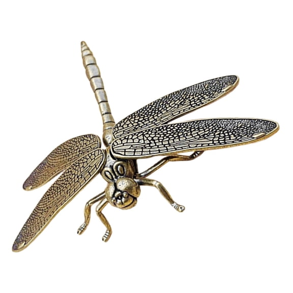 ibasenice Brass Dragonfly Figurine Light Brown Vintage Sculpture for Home Desk Decor