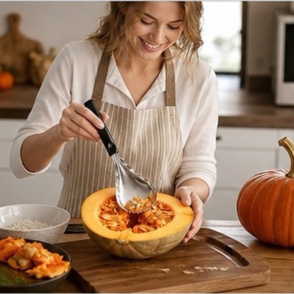 ibasenice Core Remover Scoop Pumpkin Corer Spoon Black for Cooking 1Pcs