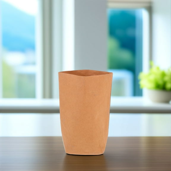 ibasenice Indoor Flower Pot Plant Pot Craft Paper Light Brown Family Living Room 1Pack