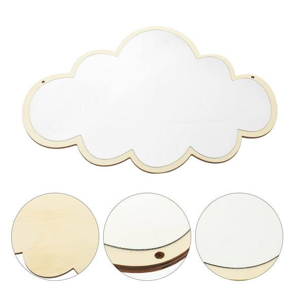 ibasenice Creative Mirror Decorative Wall Mirror Wood Minimalist Design Children 1Set