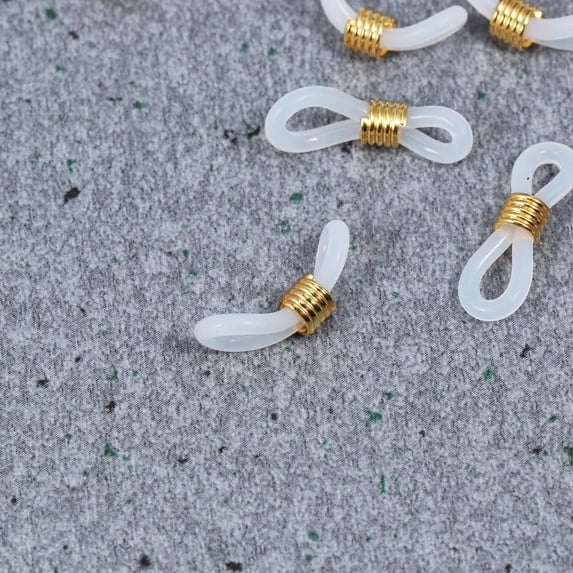 ibasenice 100Pcs Silicone Eyeglass Chain Fixing Rings Golden Adjustable Non Slip Eyeglass Cord Holder