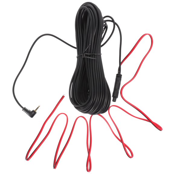 ibasenice 15 Meter Black Backup Camera Extension Cable for Car Recorder Connection, Durable Plastic Wire for Vehicle Video Systems