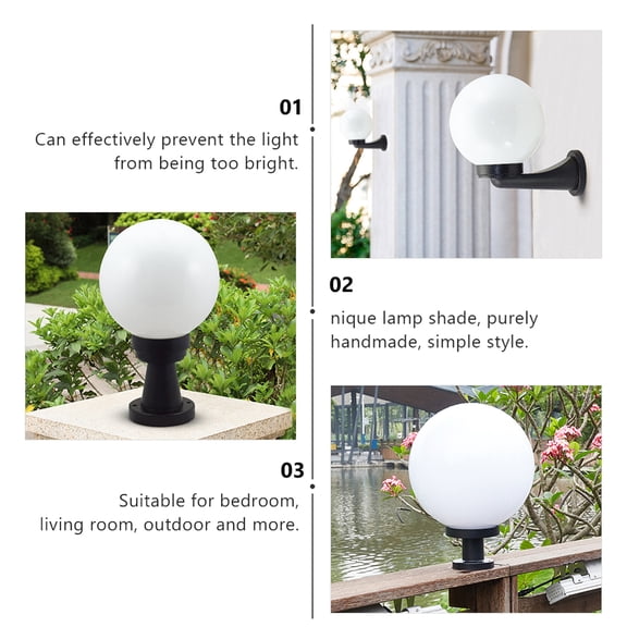 ibasenice White Acrylic Globe Lamp Shade Replacement for Outdoor Pendant and Post Lamps, Cover for Lighting Fixtures