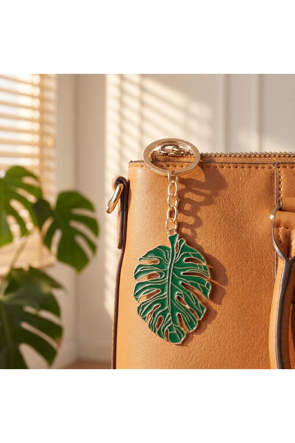 Green Leaf Key Holder with Metal Key , Lightweight and Personality Design for Everyday Use