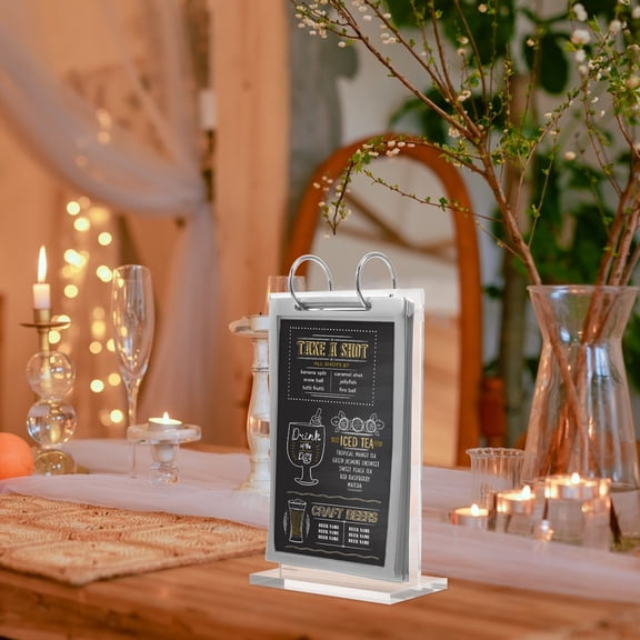 ibasenice Flip Display Menu Holder Tabletop Card Holder Transparent Acrylic 1Pack Restaurant Use 5.5*4*0in