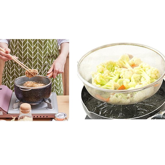 ibasenice Stainless Steel Fruit and Vegetable Basket Colander with Fine Holes for Quick and Efficient Water Drainage