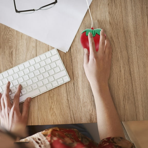 ibasenice USB Wired Mouse Cute Strawberry Design Assorted Color Ergonomic and Comfortable for Home and Travel