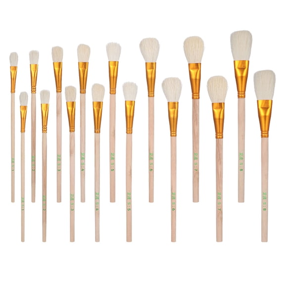 ibasenice Garden Brushes for Flowering Plants, Set of 16 Wooden Handles with Soft Sheep Hair, Portable and