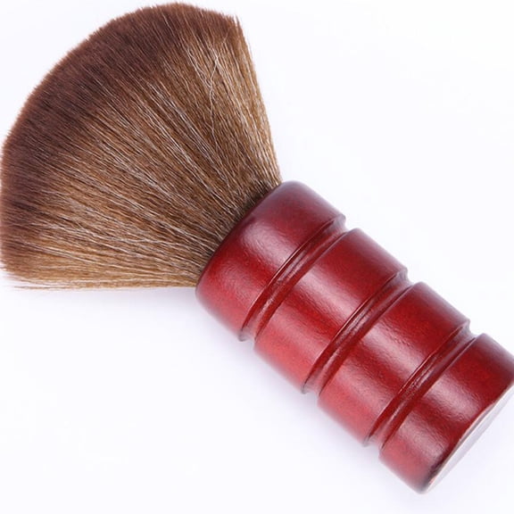 ibasenice Red Wooden Handle Hair Cleaning Brush Fiber Neck Duster for Salon and Personal Use