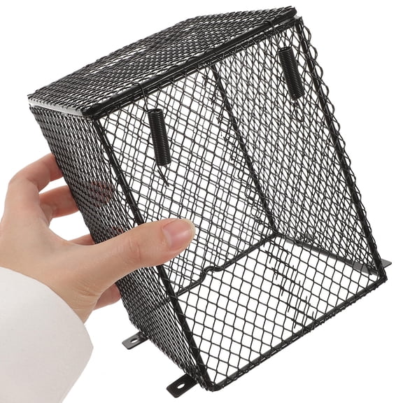 ibasenice Black Metal Reptile Heating Lamp Cover Protective Mesh Lampshade for Safe Reptile and Bird Cage Use