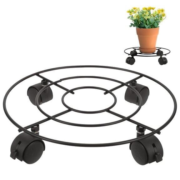 ibasenice Heavy Duty Black Rolling Plant Stand with Wheels Iron Movable Planter Holder for Indoor Outdoor Use