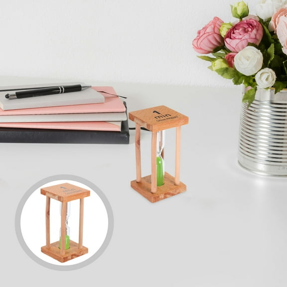 ibasenice One Minute Sand Timer Hourglass Wood Glass Green 1Set Home Decor Teaching Reward Living Room Decoration