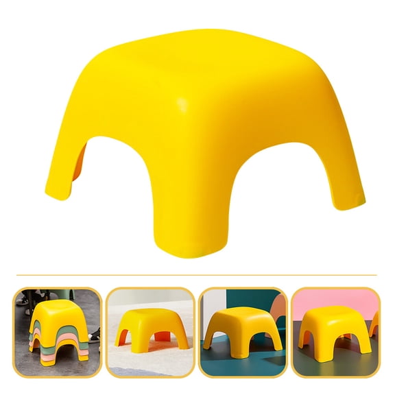 ibasenice Yellow Stackable Plastic Stool for Home Use with Non Slip Design