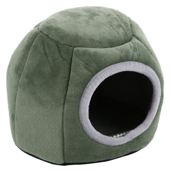 ibasenice Green Short Plush Pet Warm Bed Small Enclosed Nest for Hamster Guinea Pigs and Small Pets