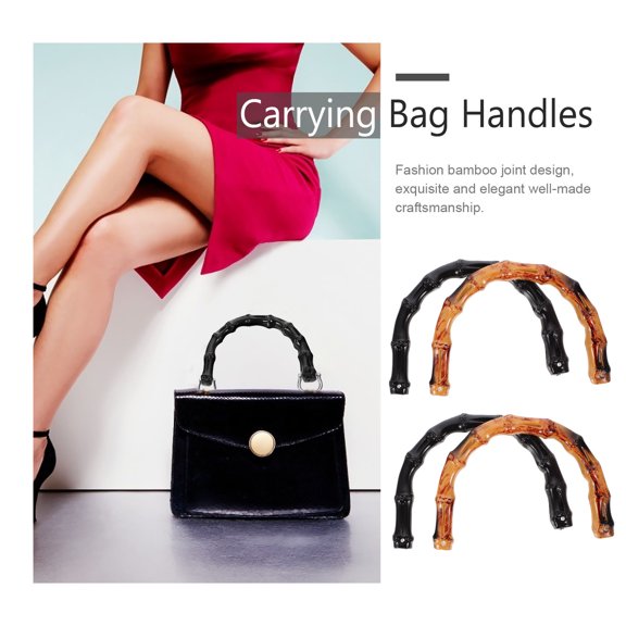 ibasenice 4Pcs Handbag Handles for Bag Making Plastic Bamboo Color for Everyday Use
