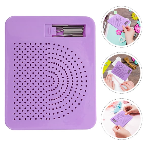 ibasenice Violet ABS Quilling Board with Non- and Pin Storage for Paper Crafting and Art Projects