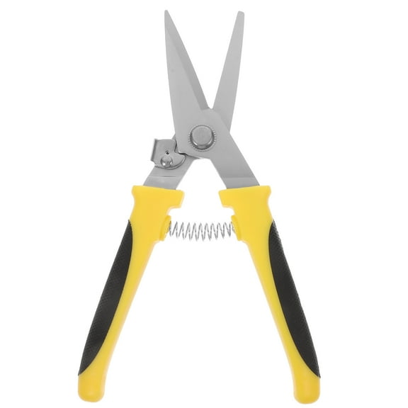 ibasenice 1Pc Metal Sheet Scissor with Yellow PP Handle High Carbon Steel Labor Saving Hand Tool