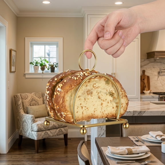 ibasenice Stainless Steel Bread Stand Golden Multifunctional for Toast and Sandwiches