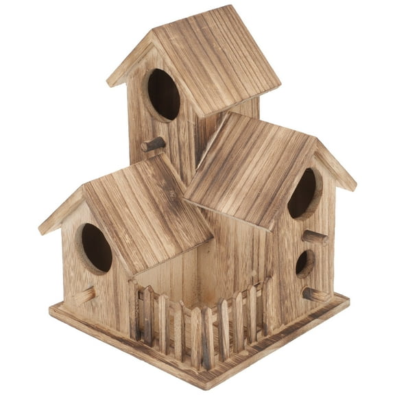 ibasenice Natural Wooden Birdhouse Nesting Cottage Brown Outdoor Shelter for Small Birds and Wildlife