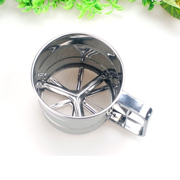 ibasenice Stainless Steel Cake Flour Sifter with Fine Mesh, Plated Baking Sieve for Powdered Sugar and Baking