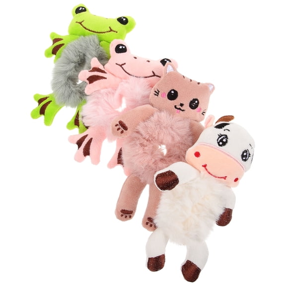 ibasenice 4Pcs Animal Scrunchies Hair Ties Furry Style Ideal for Girls Women Autumn and Winter