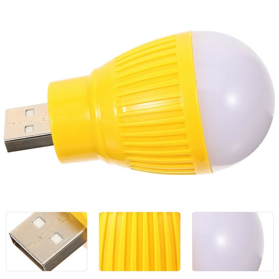ibasenice 4Pcs Usb Powered Led Light Yellow Plastic Round Lamp for Travel and Office Use