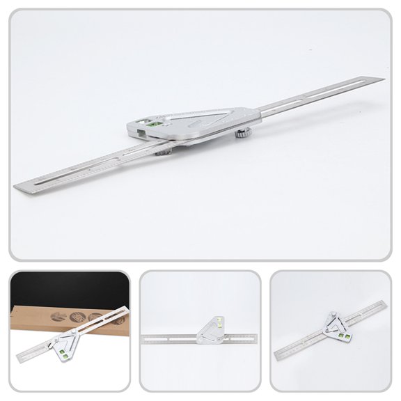 ibasenice Combination re Stainless Steel Adjustable Carpenter Tool for Precise Angle Measuring Plated Silver