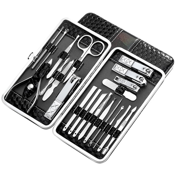 ibasenice 18 Piece Professional Nail Tool Set for Nail Use Made of Stainless Steel Black Color Perfect for