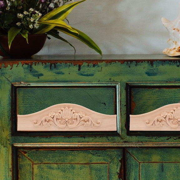 ibasenice Rectangular Pediment Decorative Wood Appliques For Doors 1Pcs