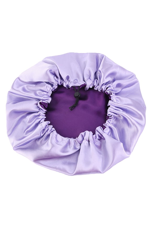 Purple Satin Sleeping Hat for Women's Keeps Hair Fresh and Frizz Free Ideal for Sleeping and Makeup Use