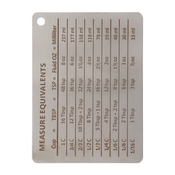 ibasenice Small Measure Equivalent Chart Stainless Steel Measurement Conversion Magnetic Attachment for Home Users 1Pcs