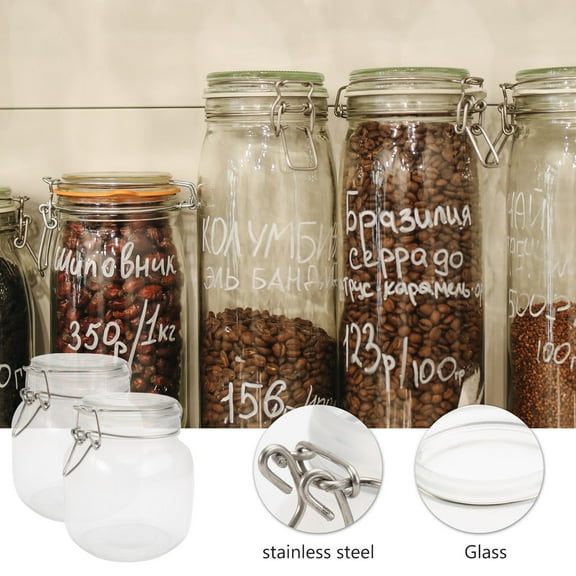 ibasenice Clear Glass Food Storage Container with Airtight Stainless Steel Lock Lid for Kitchen Organization and Freshness