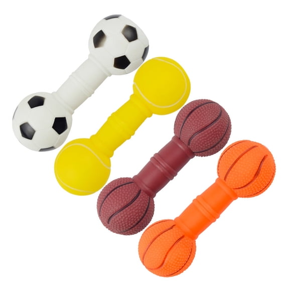 ibasenice Squeaky Dog Toys Barbell Assorted Color PVC Teething Indoor Play 4pcs