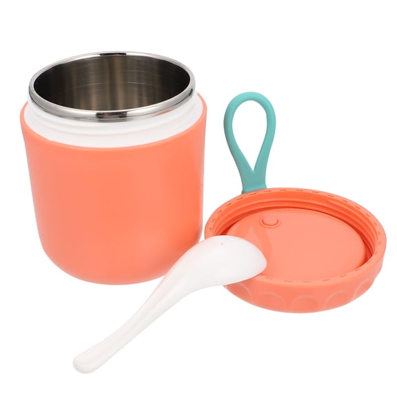 ibasenice Stainless Steel Soup Container 430ML Red Portable Food Holder for School Office Picnic 1 Set