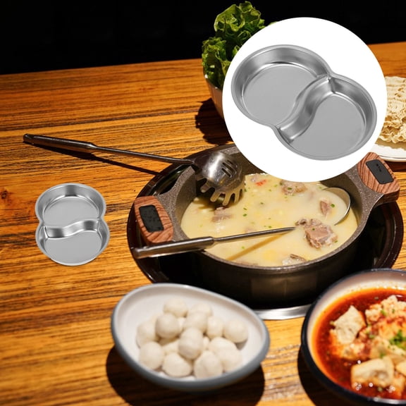 ibasenice Stainless Steel Condiment Bowl with Dual Compartments for Dining and Serving - 1 Piece Dip Dish