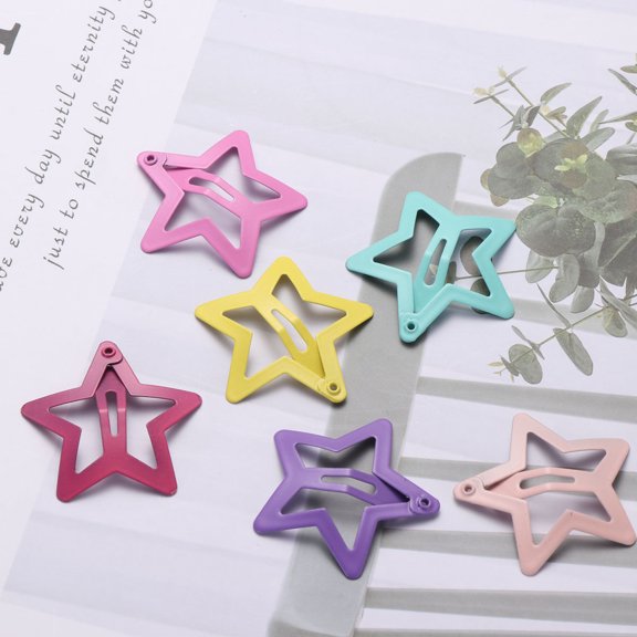 ibasenice 6-Pack Assorted Color Star Hair Clips Set, Stylish Hairpins and Barrettes for Everyday Elegant Hair Accessories