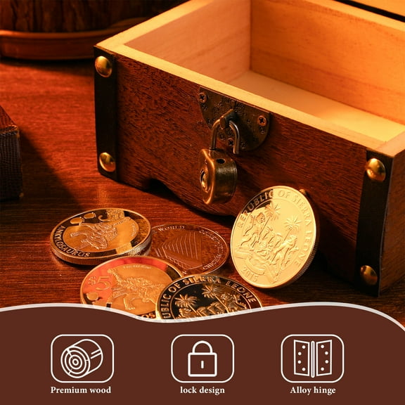 ibasenice Treasure Box for Kids Storage Box Light Brown Wood Retro Style for Adults Organizing 1Pcs