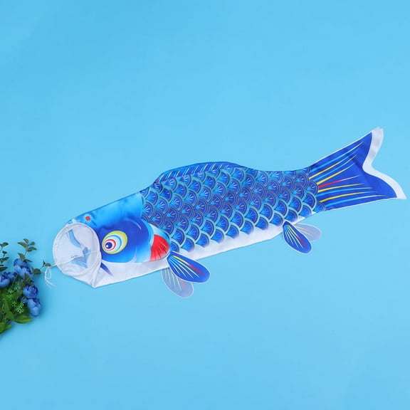 ibasenice Blue Satin Carp Shape Flag Japanese Style Decorative Banner for Dragon Boat Festival Party Decor