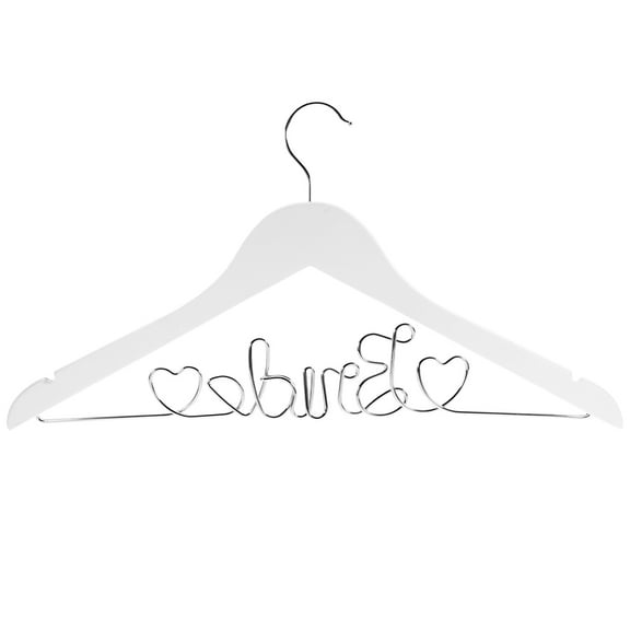 ibasenice White Wooden Bride Wedding Dress Hanger with Wire Bride Shape and Anti Skid Notches