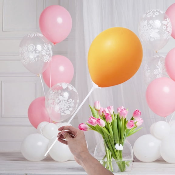 ibasenice 100Pcs Plastic Balloon Sticks with Easy Assembly for Party Decorations and Centerpieces