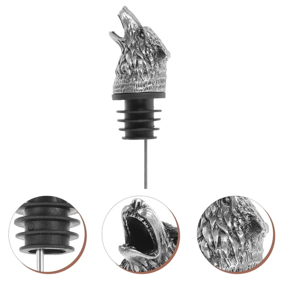 ibasenice Plated Silver Alloy Wine Pour Spout with Wolf Head for Airtight Seal and Flavor Enhancement