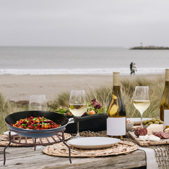 ibasenice Multi-Function Pot Stand Sturdy Iron Wok Holder for Outdoor Camping Use