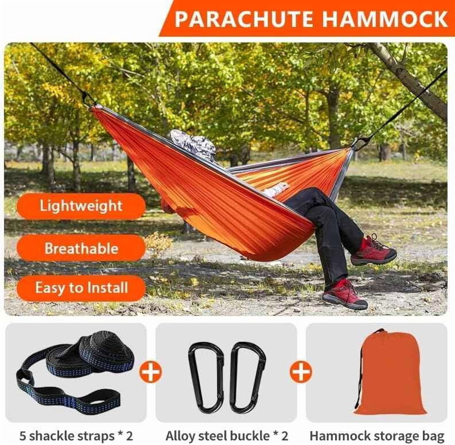 ibiky Travel Camping Outdoor Nylon Fabric Hammock Parachute Sleep for Double 2 Person (Orange)