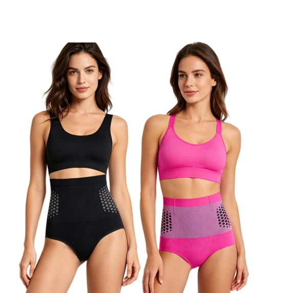 ibiyaun 2PCS 4-in-1 Micro-Particle Sculpting Fat-Burn Shorts, High Waist Shapewear Yoga Pants Shorts