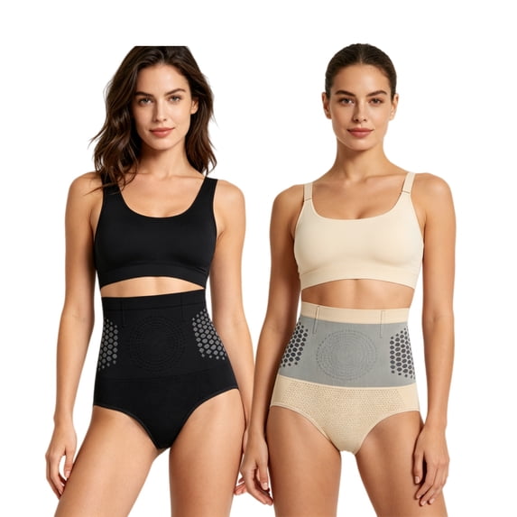 ibiyaun 2PCS 4-in-1 Micro-Particle Sculpting Fat-Burn Shorts, High Waist Shapewear Yoga Pants Shorts