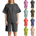 thumbnail image 1 of ibiyuan 2 Piece Sets for Women Summer Lounge Sets Casual Oversized Tshirts Shorts Matching Airport Travel Outfits, 1 of 5